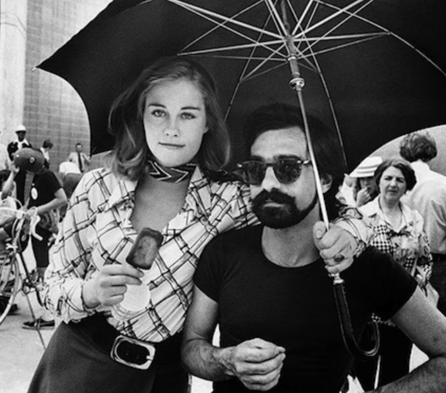 Cybill Shepherd & Martin Scorsese during the filming of 'Taxi Driver' (1976).