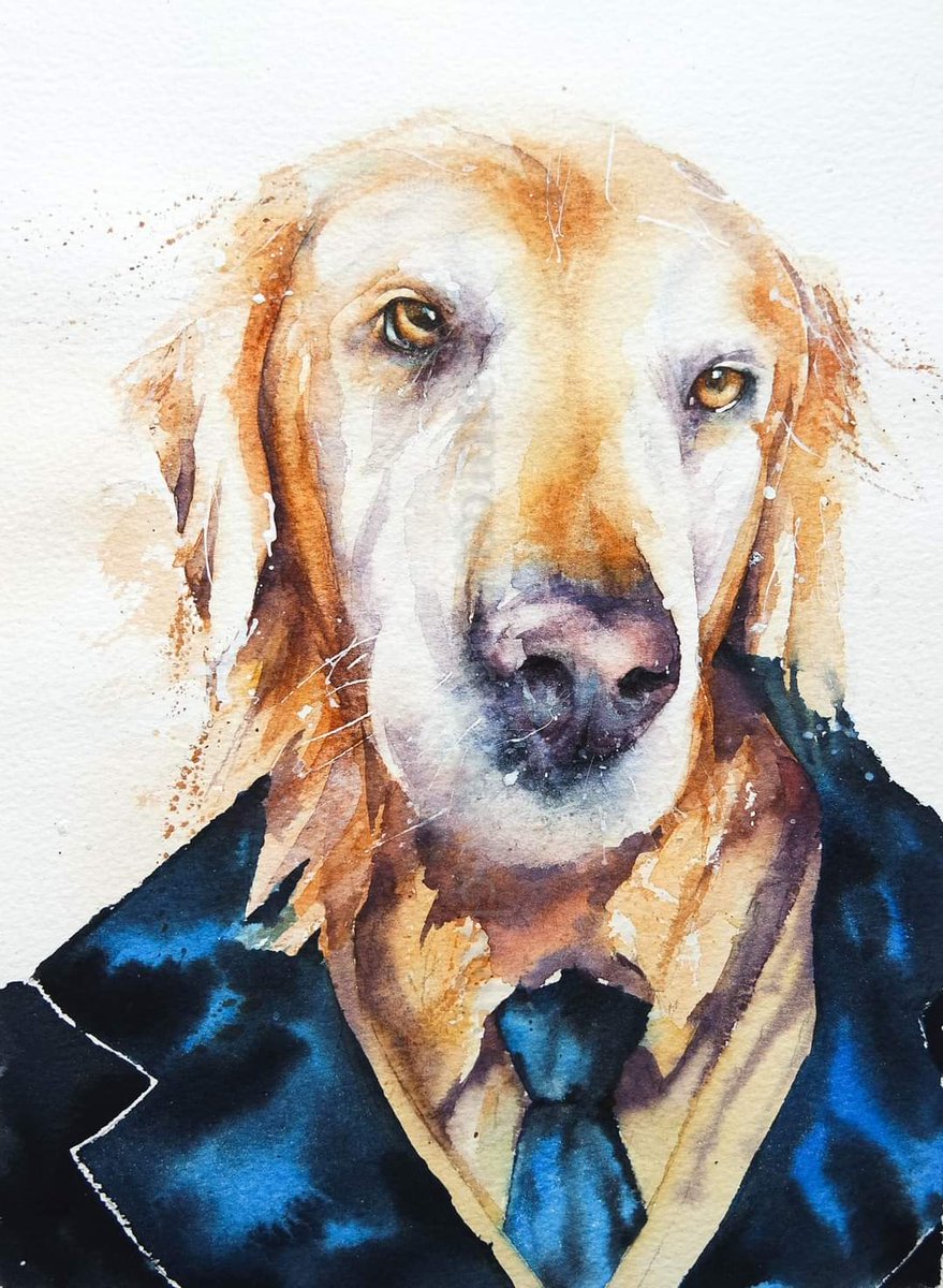 'A News Hound ! '

Been playing around with some rejected commissions.

Happy Friday x

#fun #watercolour #personality #character #animalportrait #dogs #watercolourpainting #eyes #ears #Devon #news #pets #painting #artist #paint #art