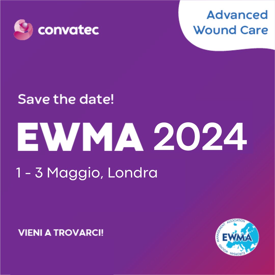 Siamo lieti di annunciare che Convatec parteciperà alla Conferenza EWMA che si terrà a maggio 2024 a Londra.

Segui i nostri social per rimanere aggiornato su tutte le attività!

📅 1 -3 Maggio 2024

📍 Londra

Ti aspettiamo!

#ForeverCaring  #EWMA2024 #LondonExcel