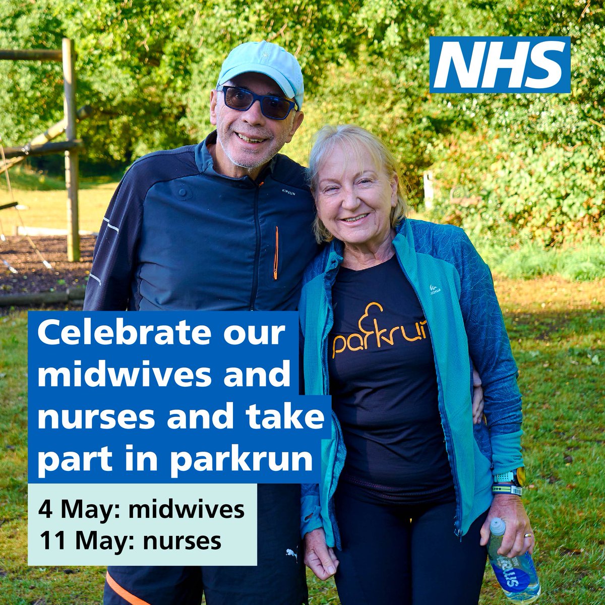 Take part in a local @parkrunUK event on 4 May to mark International Day of the Midwife #IDM2024 and 11 May for International Nurses Day #IND2024. parkrun.org.uk/register/ (or link to your organisation’s website story with more info and the links to our running groups). #parkrun