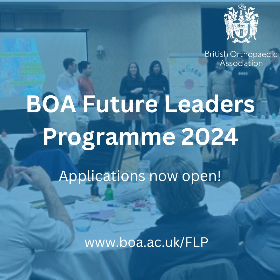 APPLY NOW! We are excited to announce that applications for the next round of the popular Future Leaders Programme is now open! The 12-month programme supports T&O surgeons with the passion to be future leaders within their specialty. Find more info at: boa.ac.uk/FLP