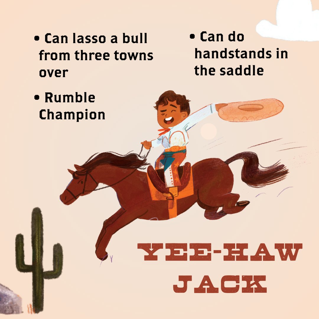 Meet the residents of Lone Ridge - twins Buffalo Lil and Buffalo Jill, and town hero Yee-Haw Jack! #TheLegendOfTheWildWestTwins publishes May 2nd 📚 🖋 @jlancetgrant 🎨 @katiecottle_