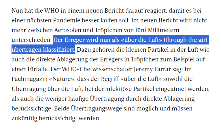 Jetzt kommt #SarsCoV2 auch offiziell über die Luft in den Körper
 #WHO anerkennt die Luftübertragung offiziell an #throughttheair

aargauerzeitung.ch/leben/die-welt…