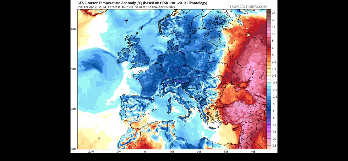 Wondering why weather has been so unseasonal? Check out yesterday’s temperature variations from seasonal average across Europe. El Niño exacerbated by #ClimateChange.