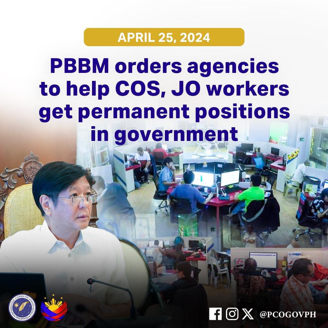 Thank you PBBM. This will benefit about 20,000 COS and JO current employees of DSWD nationwide. #BawatBuhayMahalagaSaDSWD #BagongPilipinas ♥️🇵🇭