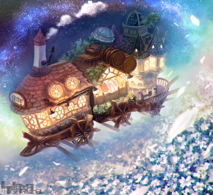 #私はこういう絵描きです見た絵描き全員参加ファンタジーな風景色々描いてます! 