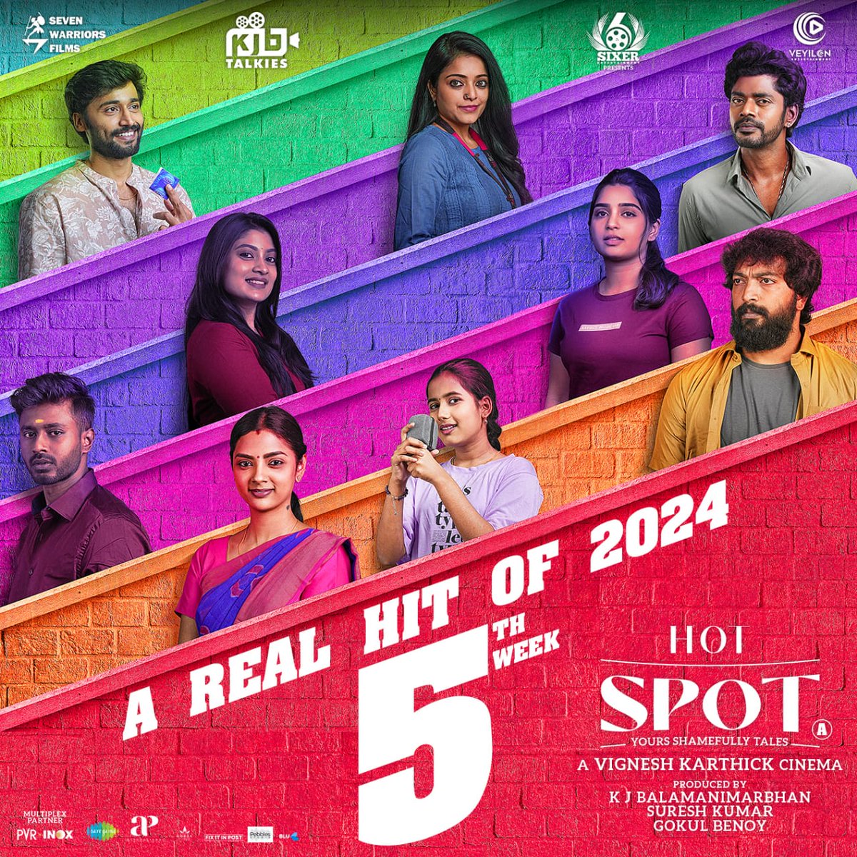 'Real Hit'🎯 of 2024 💥👏🏻 #Hotspot running successfully into its 5th week in yur nearest theatres 🙌

#HotspotRunningSuccessfully 💯🥁

@vikikarthick88 #KJBTalkies #Sevenwarriors @Veyilonent @SixerEnt
@KalaiActor @iamSandy_Off  @Gourayy @Ammu_Abhirami @jananihere #Sofia