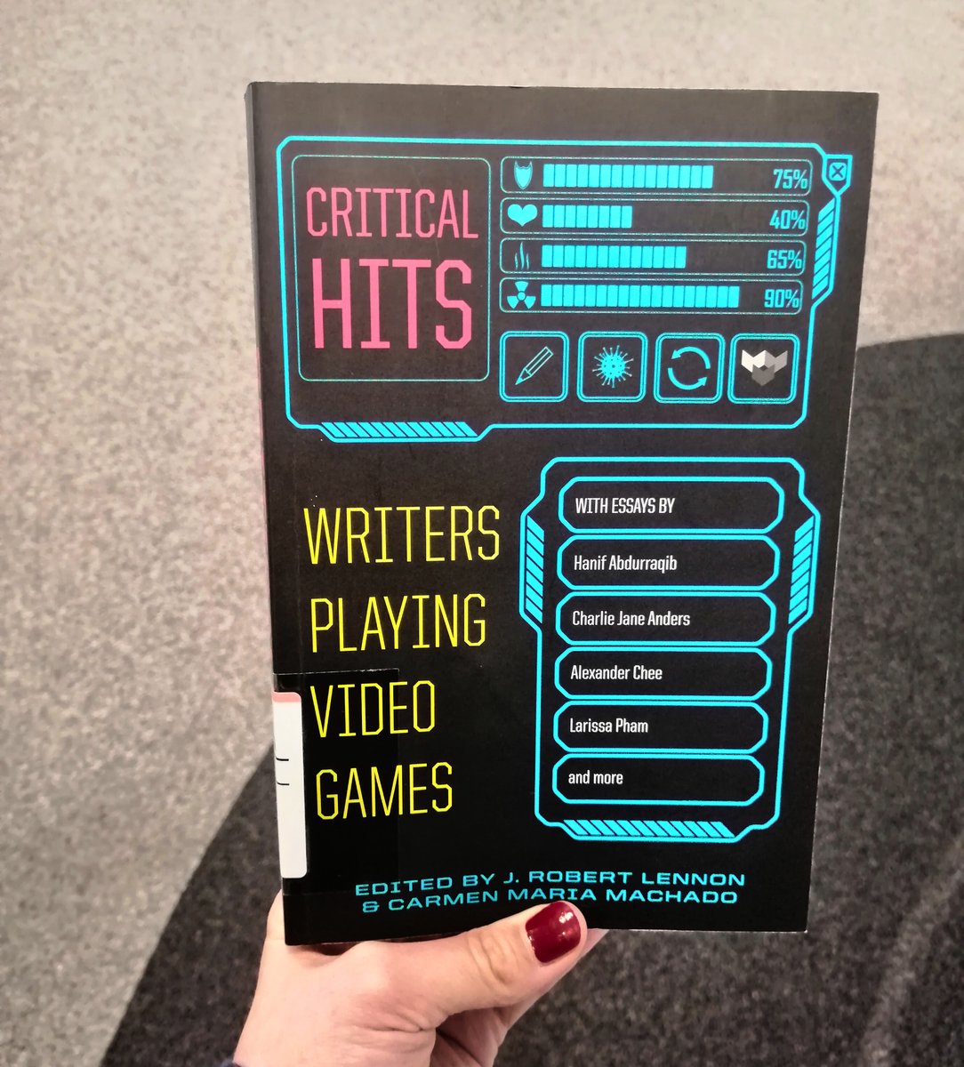 Critical Hits, an anthology edited by J Robert Lennon & #CarmenMariaMachado featuring 18 essays & 1 comic by writer-gamers about their relationships with #videogames. hf!
🎮
lvl up here: opac.sub.uni-goettingen.de/DB=1/XMLPRS=N/…

#AmericanLiterature #GamesStudies #LiteraryStudies #CulturalStudies