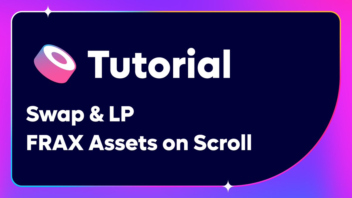 Check out the step-by-step guide on how to swap and LP @fraxfinance assets on @Scroll_ZKP:

Tutorial: sushi.com/blog/tutorial-…