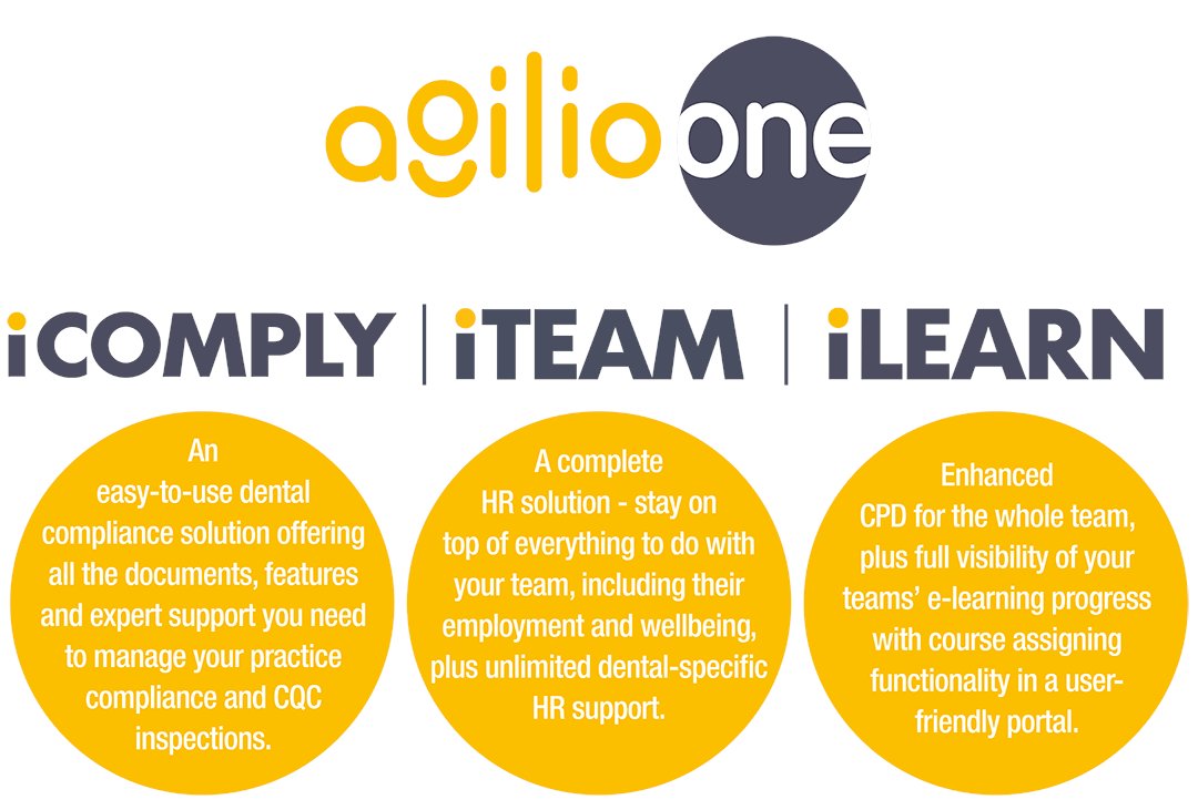 The most intelligent & comprehensive digital platforms for overseeing practice operations. AgilioOne ensures practices stay compliant with iComply, train staff with iLearn & streamline HR with iTeam ✅

Book a demo: ow.ly/Qhzy50Ro93F

#dentalcompliance #dentalHR #dentalCPD