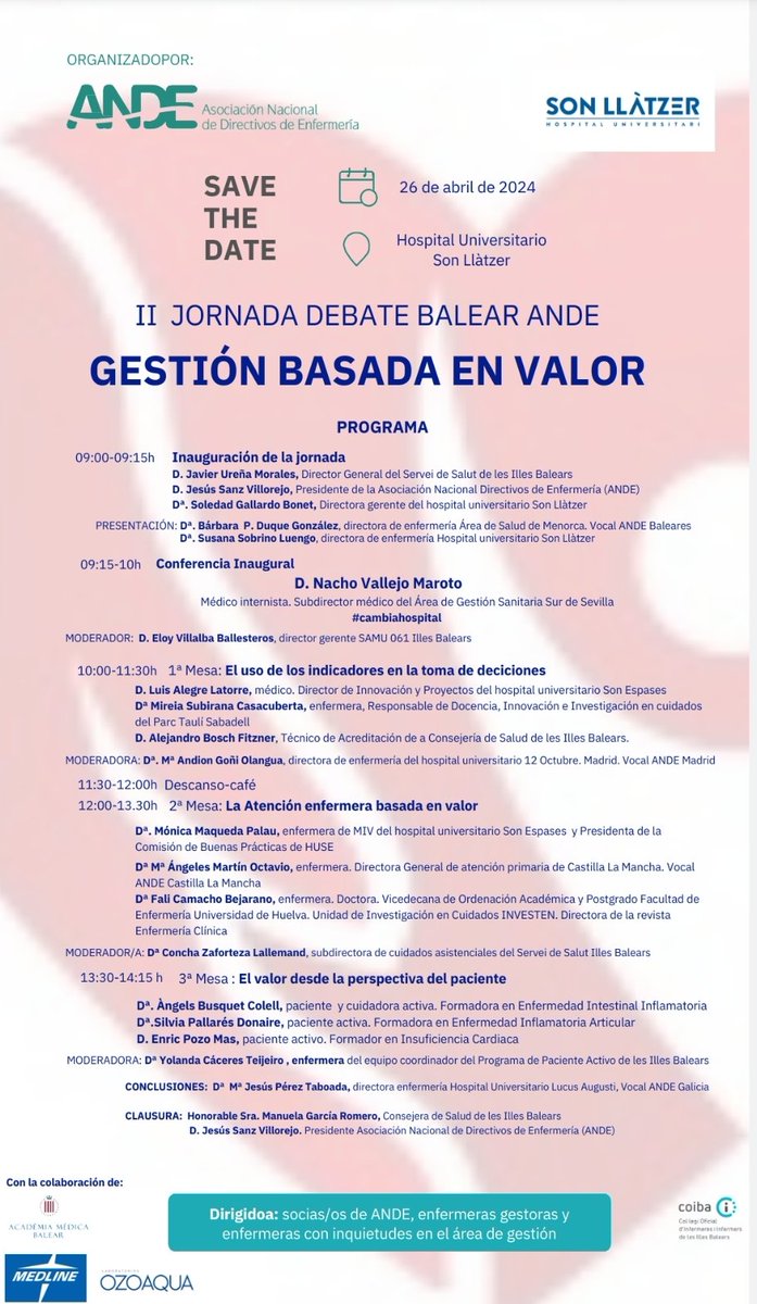 Pues ya estamos en @SonLlatzer esta mañana en esta II jornada de debate balear @ANDEorg que tiene una pinta estupenda.
Reencuentro también con amigos y compañeros de viaje.
#cambiahospital