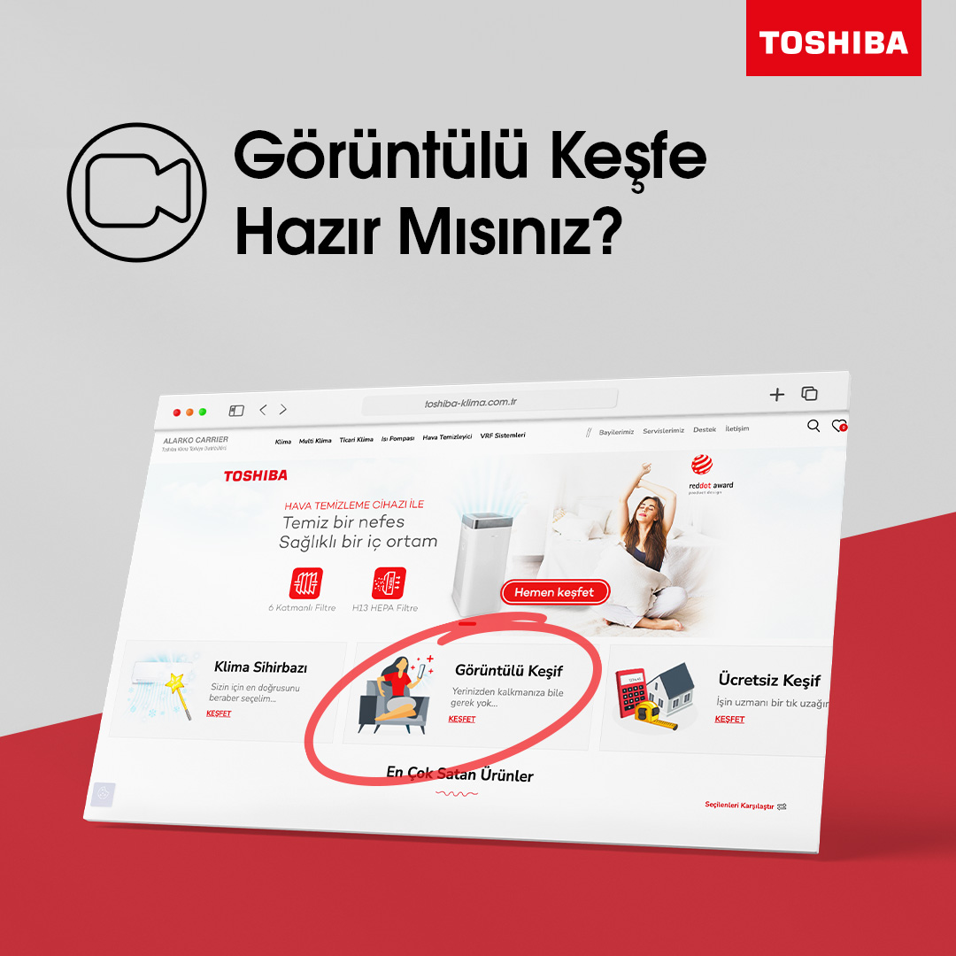 Bulunduğunuz yerden tüm Toshiba ürünlerini görüntüleyebilir, dilediğiniz ürün hakkında bilgi ve satın alma işlemlerinizi yapabilirsiniz! Hemen başlamak için sizi sayfamıza davet ediyoruz.

#Toshiba #ToshibaKlima #DüşünenKlima #GörüntülüKeşif