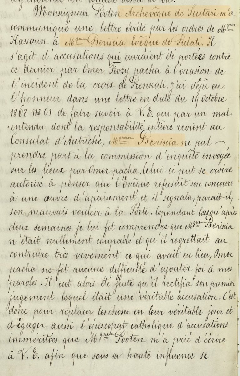 Korrespondencë midis konsullatës Franceze në Shkodër dhe Ipeshkut të Pultit Pal Berisha me 1 Shkurt 1869.