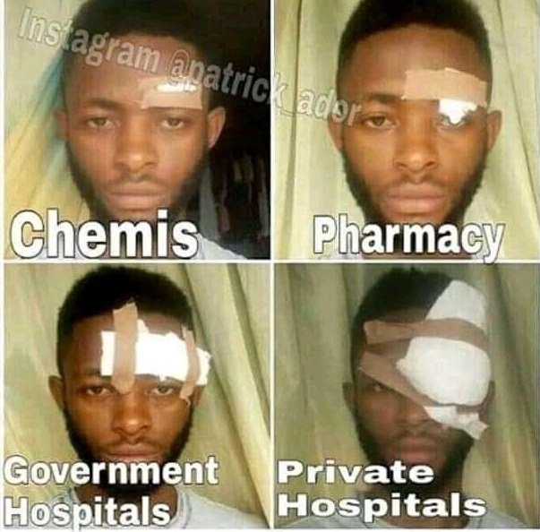 Nigerian health institution treating the same injury be like