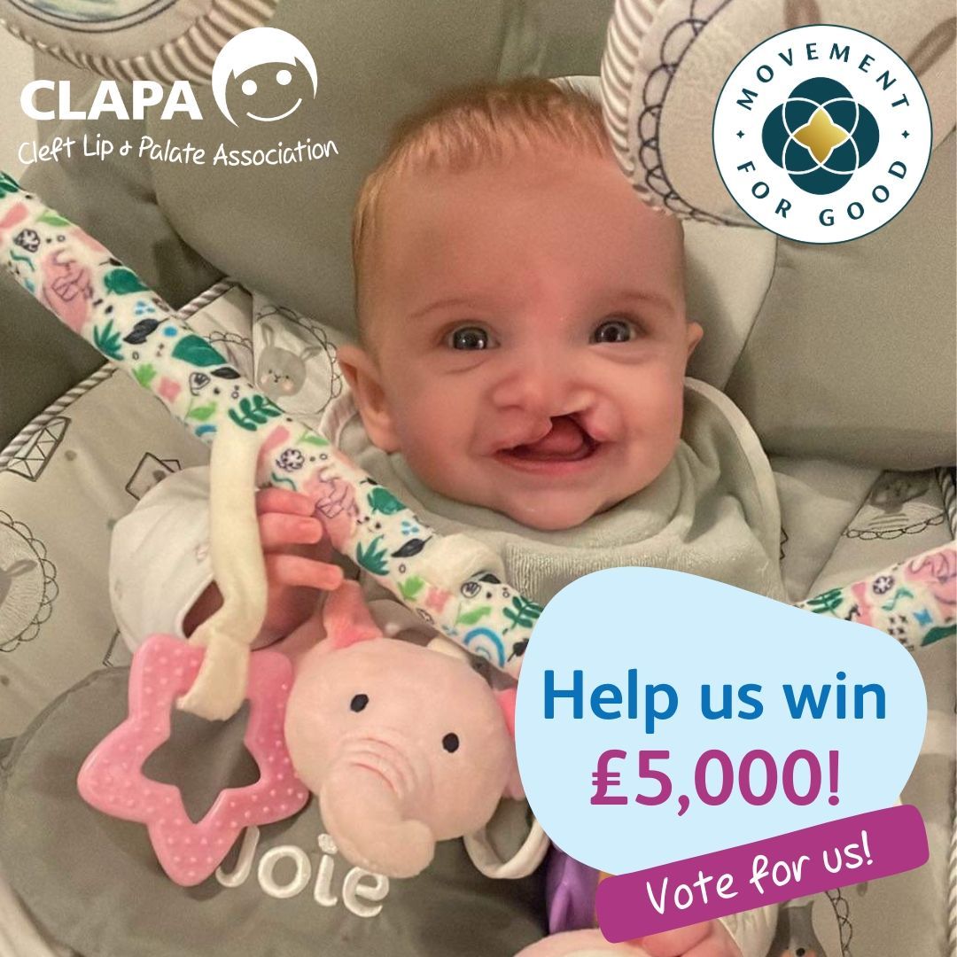 🚨 Entries close today: We need your nominations! 🚨 With your help, CLAPA could receive £5,000 in the Movement For Good Special Draw! Vote here: buff.ly/3punDX1 (1108160 - THE CLEFT LIP AND PALATE ASSOCIATION)