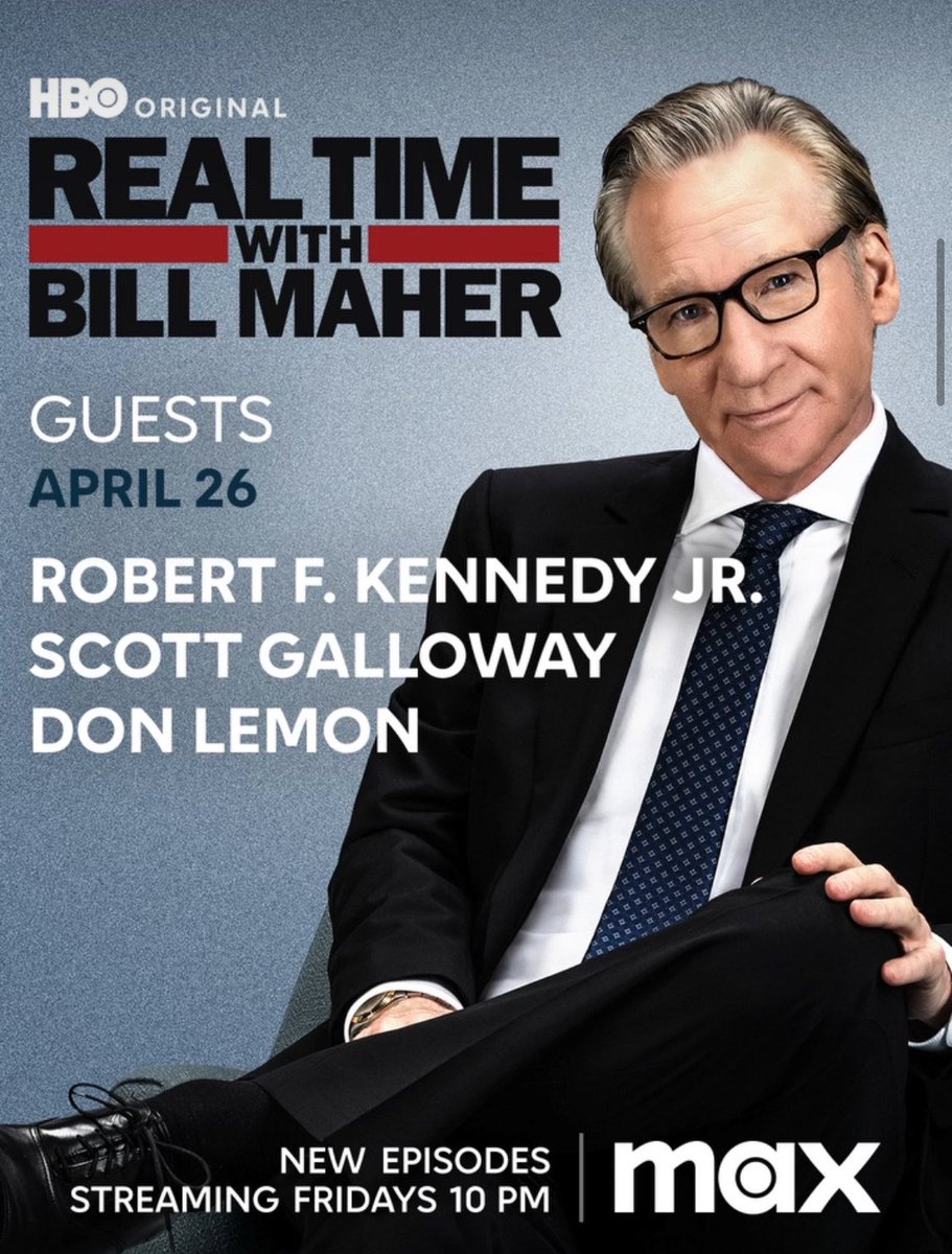 Don’t miss RFK Jr on @RealTimers TONIGHT!… Friday night @ 10PM On HBO Max! 

Tune In! 

#KennedyShanahan24 #VivaKennedy24