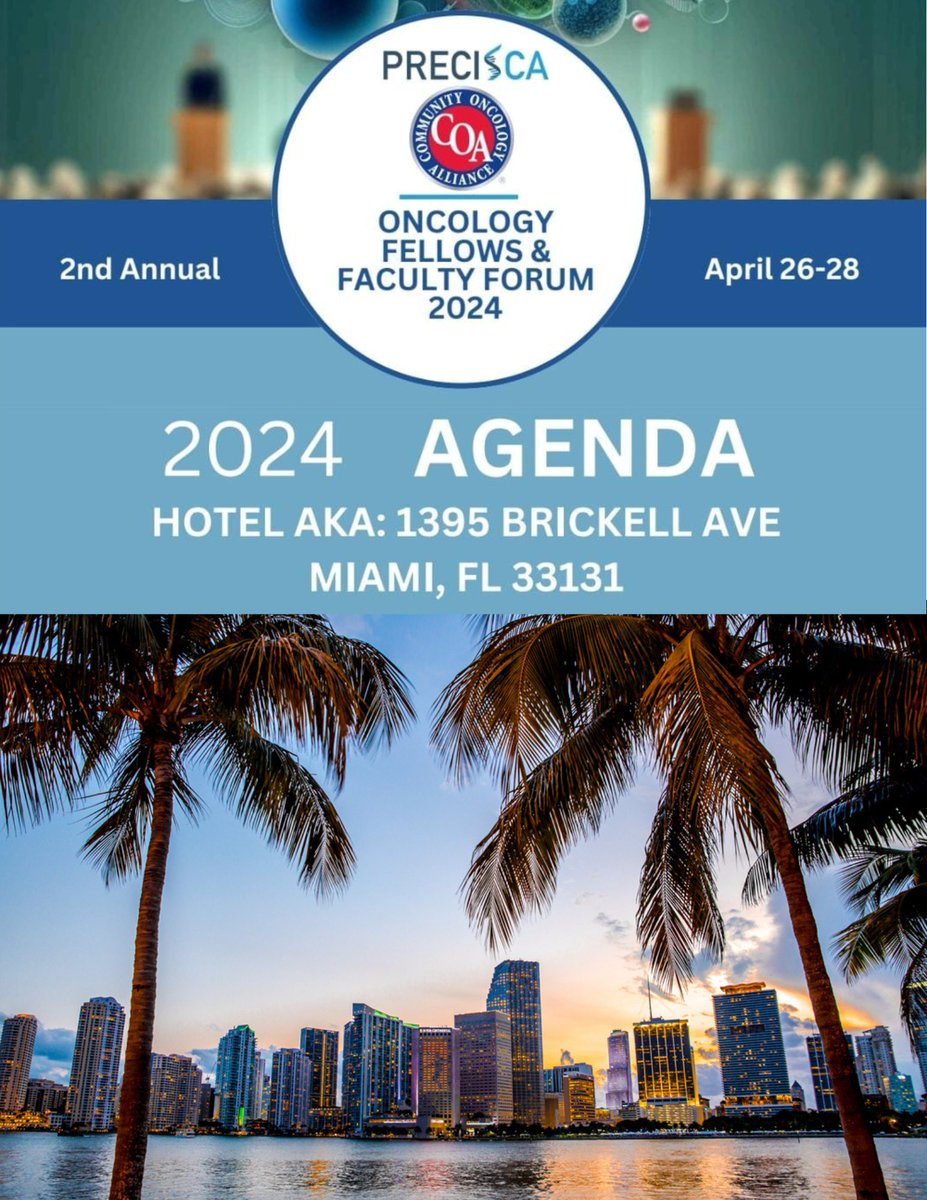 🙂Excited & looking forward to meet @TanyaGuptaMD @DrKarineTawagi @therealoncdoc @NarjustFlorezMD @MatthewKurianMD + eminent faculty & fellows at the @precisca_2nd Annual Oncology Fellows Forum & Expert Faculty Retreat -Developing Oncology’s Future Emerging Leaders 🎗 #MiamiFL
