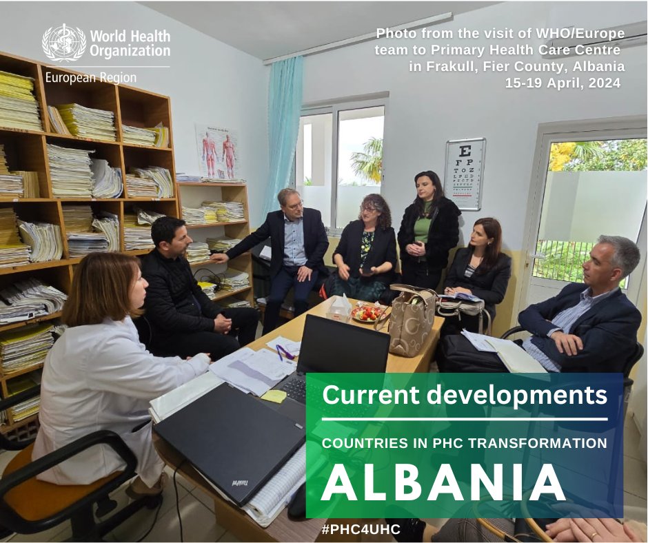 #PHC4UHC Last week, our WHO team explored urban & rural PHC practices in Albania🇦🇱 Co-development of a PHC roadmap is underway to: 🔹Strengthen family medicine 🔹Introduce PHC networks for better resource allocation 🔹Improving PHC & social care integration for better homecare