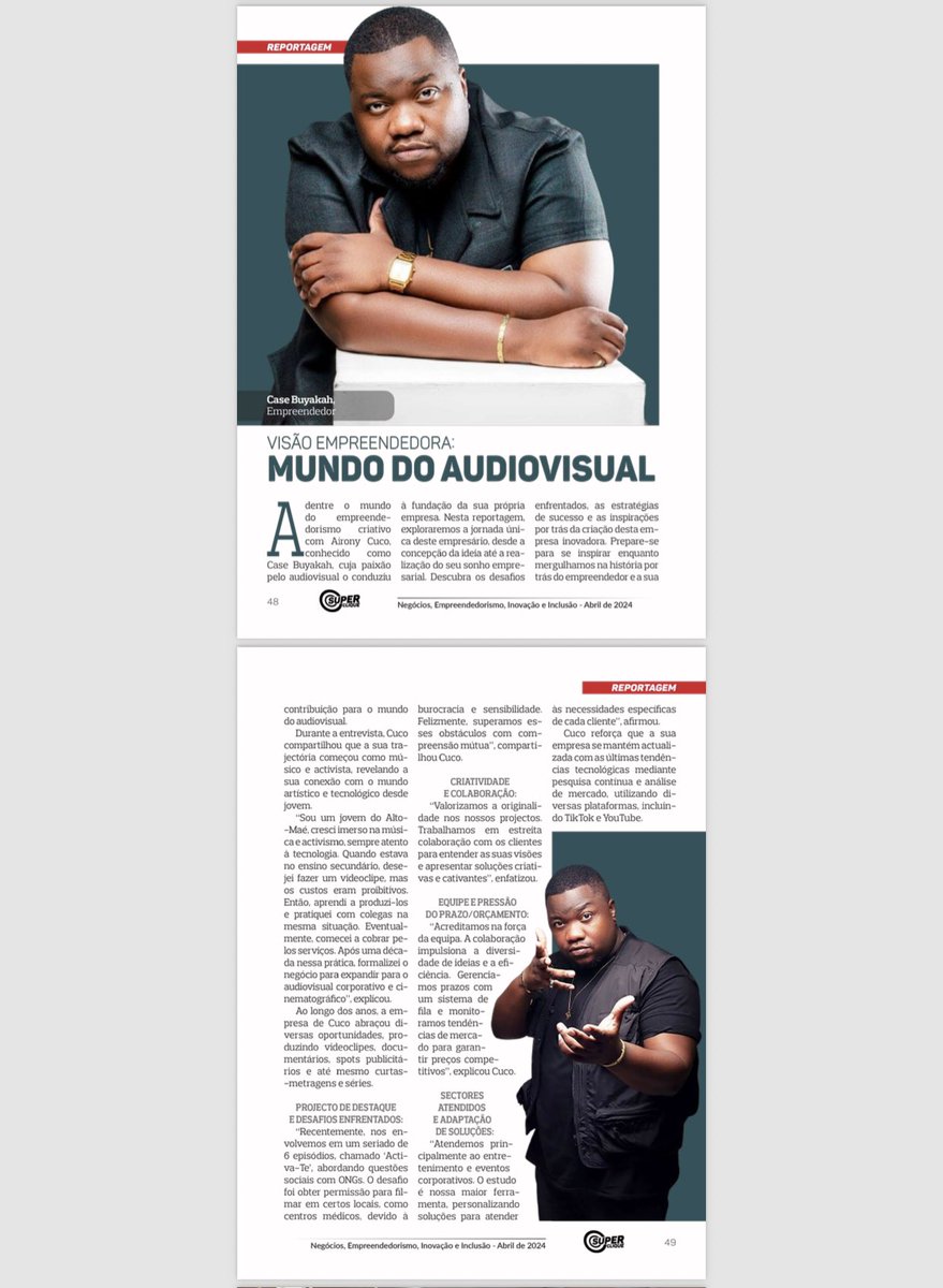 CaseBuyakah's tweet photo. É uma verdadeira honra ter a oportunidade de compartilhar um pouco da minha jornada como artista, filmmaker e ativista moçambicano neste importante veículo.

Vamos continuar a sonhar alto e a trabalhar duro para alcançar nossos sonhos!

#SuperClicke
#CaseGraphics 
#Embaixador https://t.co/8fGvhvYv63