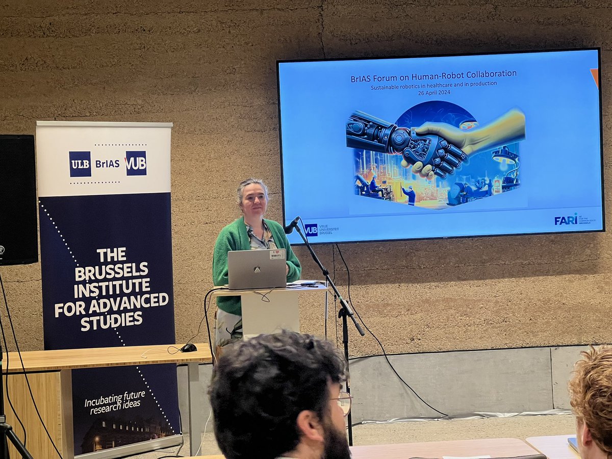 Prof An Jacobs from @imec_smit kicking off the @brias_social Forum on sustainable human-robot collaboration. Follow here the forum youtube.com/live/d9egbT778…