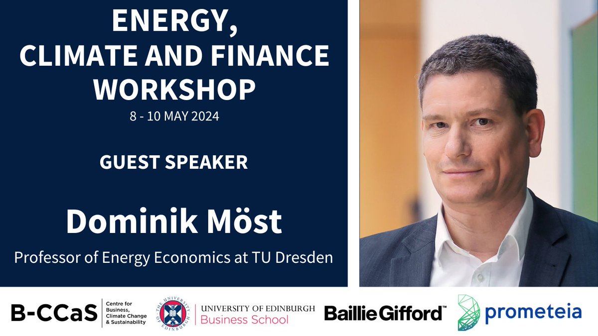 Excited to announce Dominik Möst, from @tudresden_de as a plenary speaker for the Energy, Climate and Finance workshop, taking place on the 8 to 10 May 2024. For info on the ECF programme visit edin.ac/4aat8fl To register, visit: edin.ac/49RqvPQ