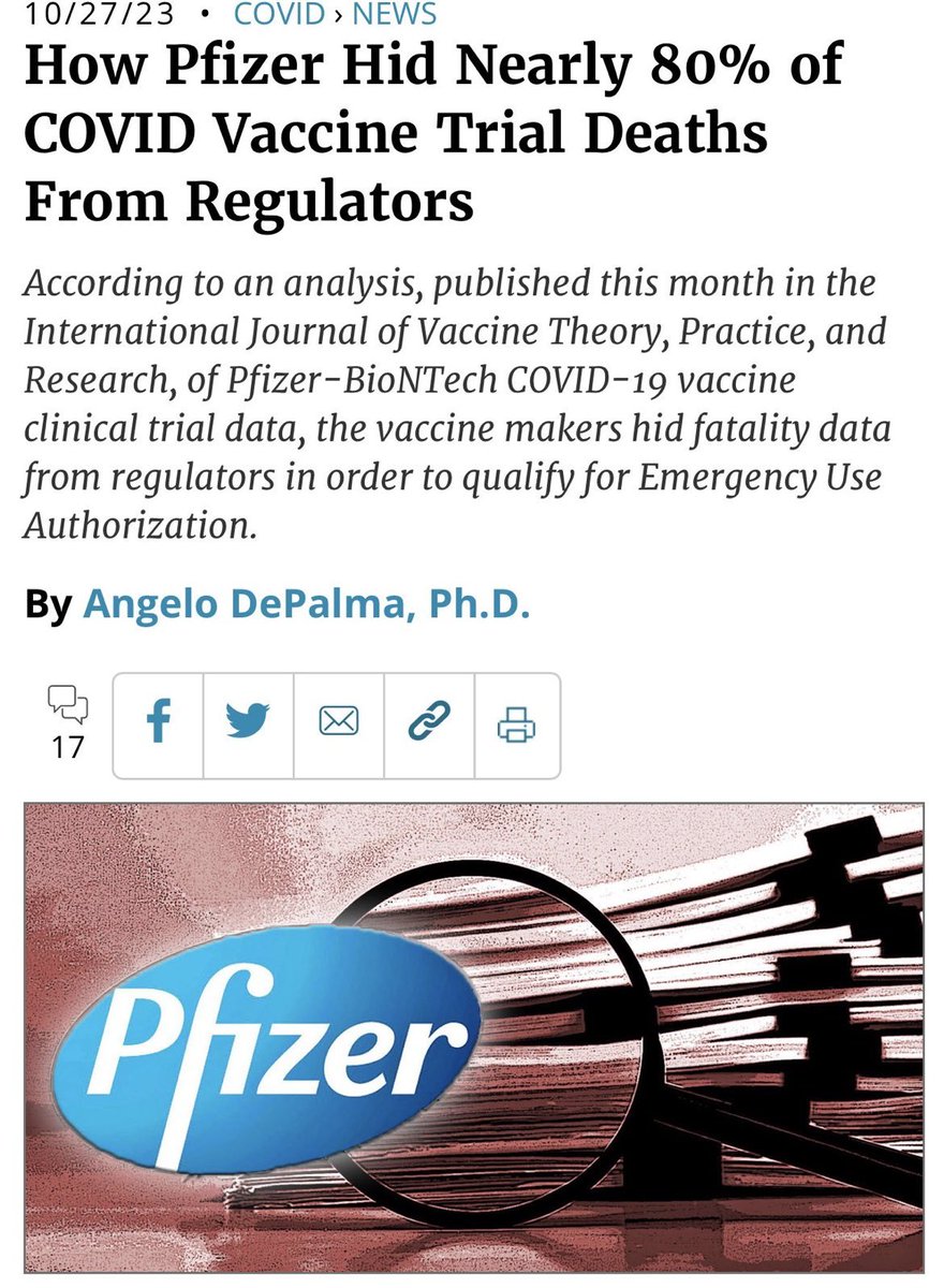 80% of vaccine trial deaths hidden by Pfizer.

... and no one bats an eyelid.