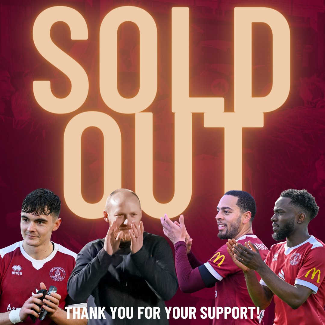 OfficialClarets's tweet photo. 𝗔𝗟𝗟 𝗧𝗜𝗖𝗞𝗘𝗧𝗦 𝗦𝗢𝗟𝗗 𝗢𝗨𝗧 🎟️

All tickets are now 𝙎𝙊𝙇𝘿 𝙊𝙐𝙏 for our upcoming Semi-Final! 🤩

We look forward to your immense support on Saturday, Clarets! 🫡

#ClaretsTogether https://t.co/Z8IvLikwjx