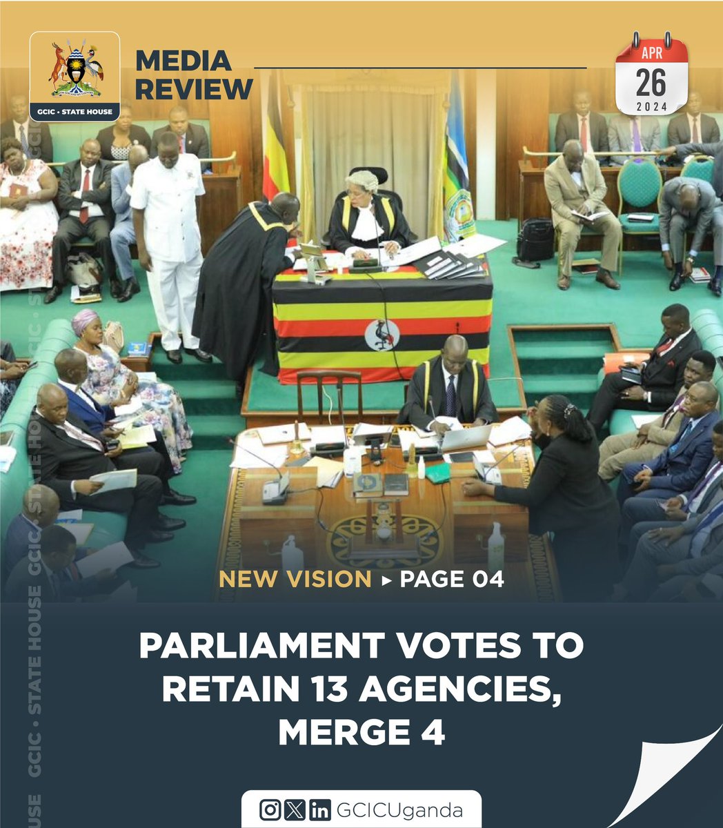 The headlines! ▶️@GovUganda unveils guidelines to protect local innovations.@MoICT_Ug ▶️@GovUganda issues tight rules for boarding schools.@Educ_SportsUg ▶️ @GovUganda starts body to regulate physical planners. ▶️@Parliament_Ug votes to retain 13 agencies and merge 4.