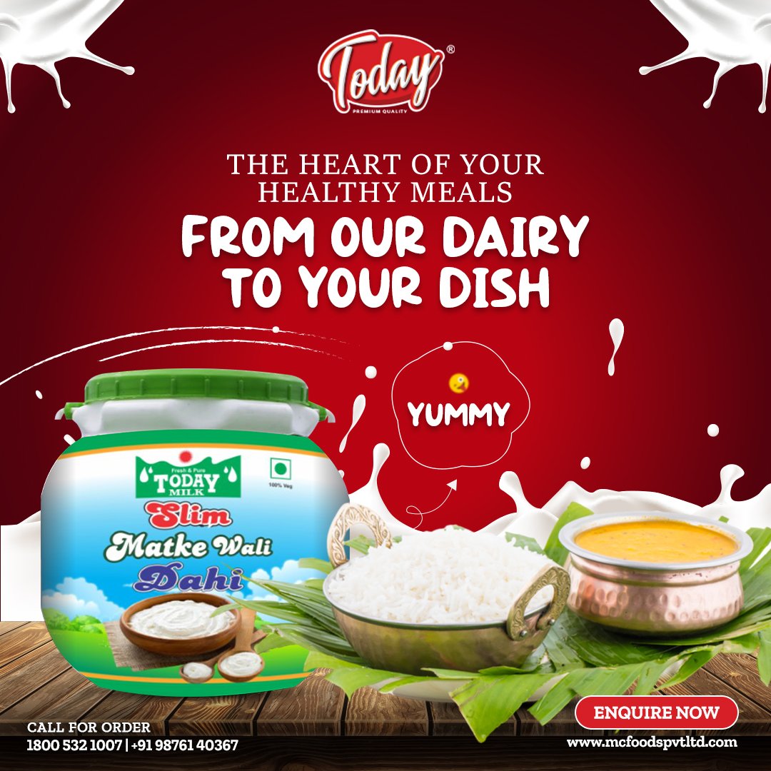 Add the heart of health to your meals with our dairy delight: slim matke wali dahi. From our dairy to your dish, experience pure goodness in every bite. 🥄✨ 

#TodayMilkIndia #TodayMilk #Today #SlimMatkeWaliDahi #HealthyEating #MatkeWaliDahi #Dahi