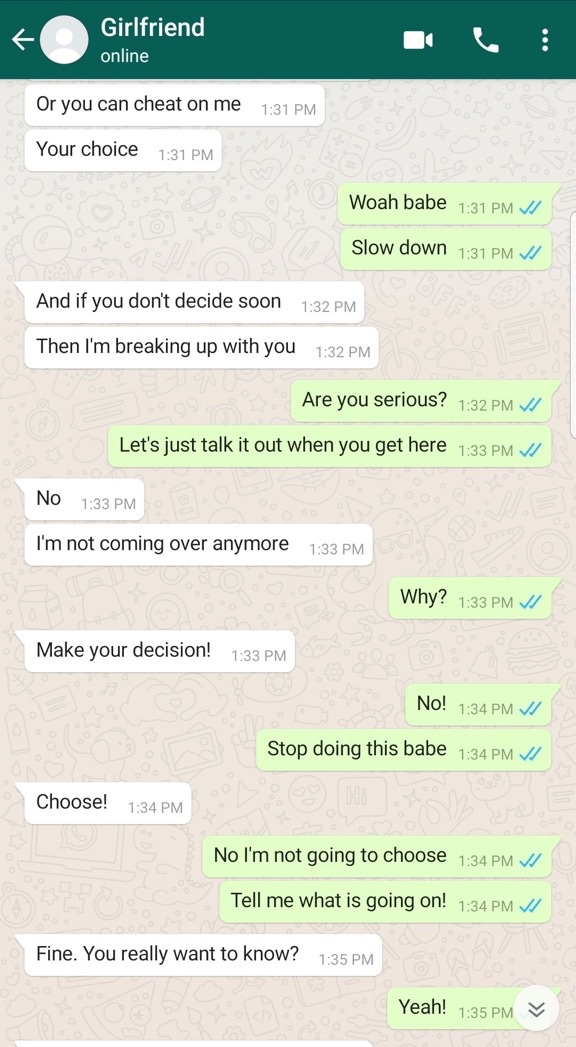 This conversation between a guy and his girlfriend should make you laugh or get you angry🤣💔 Open the thread 😂😂