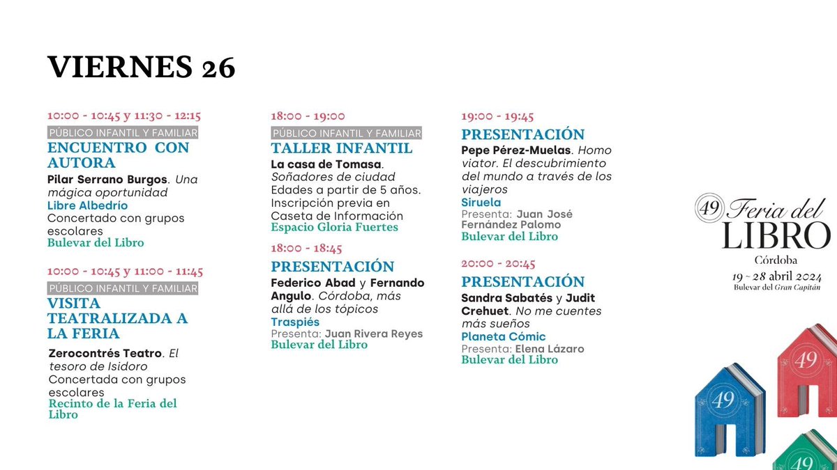 ¡Por fin es viernes!
Empieza el fin de semana en la #FDLCórdoba24 y esto es lo que nos espera: