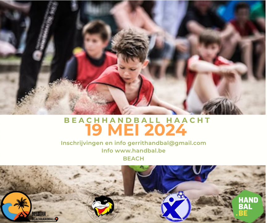 Mei staat voor de deur en dus start het beachhandbalseizoen.

In mei hebben we 2 tornooien:

5 mei in Overmere: info en inschrijvingen: BHCdendonk@oulook.com

19 mei in Haacht: info en inschrijvingen via:
gerrithandbal@gmail.com