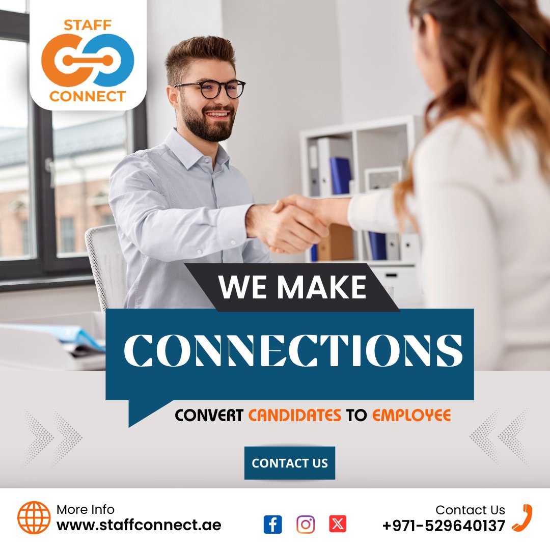 𝐒𝐓𝐀𝐅𝐅 𝐂𝐎𝐍𝐍𝐄𝐂𝐓: Building bridges between talent and opportunity. 

🌐 staffconnect.ae

#staffconnectuae #talentbridge #candidateconversion #employment #usajobs #opportunity #connectandconvert #jobmatchmakers #careerconnections #jobsearch #dubai #uae