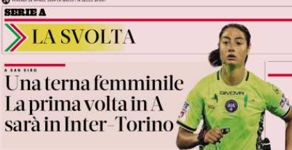 Gazzetta : Pour #InterTorino dimanche, trois femmes composeront le trio arbitral. Une première historique en Serie A 🗞️