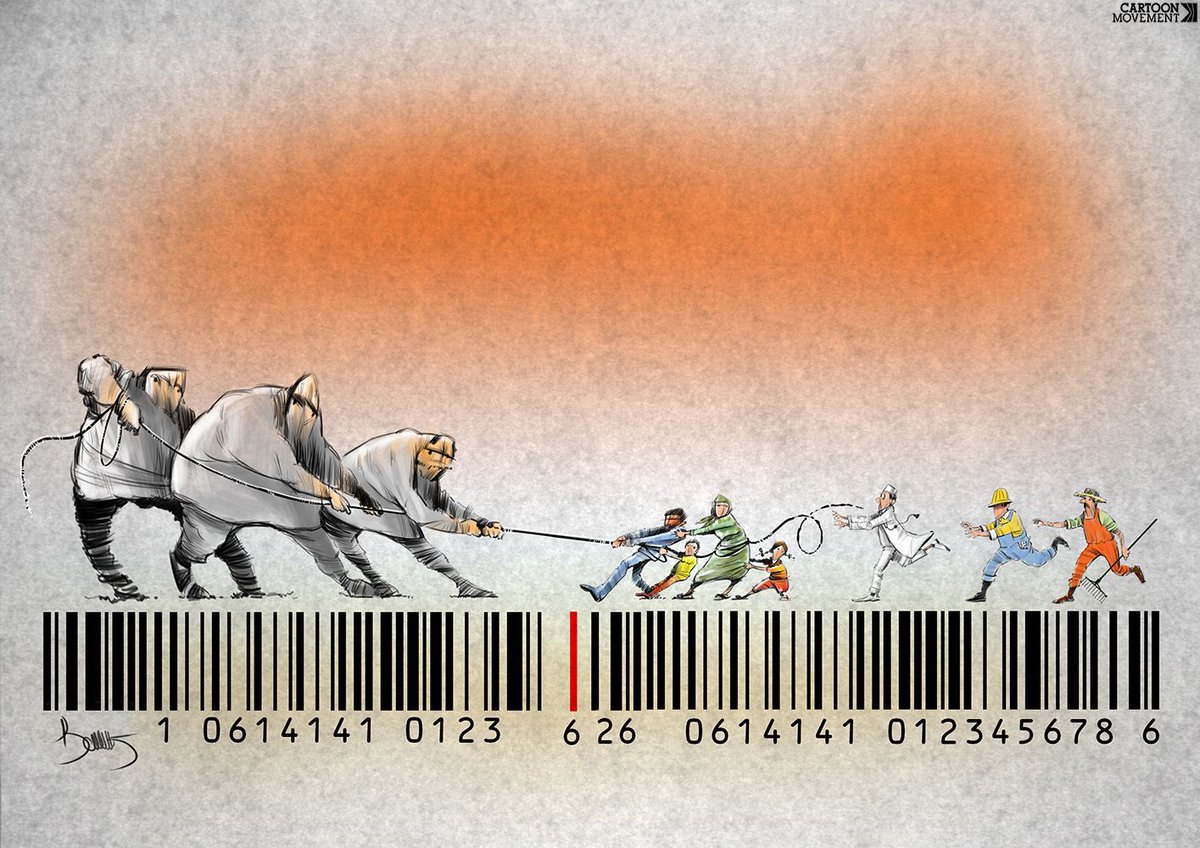 Tug of war between rich and poor. Today's cartoon by Bahram Arjmandnia. More cartoons in our newsroom: buff.ly/3U2y010

#poverty #inequality #wealth #rich #poor