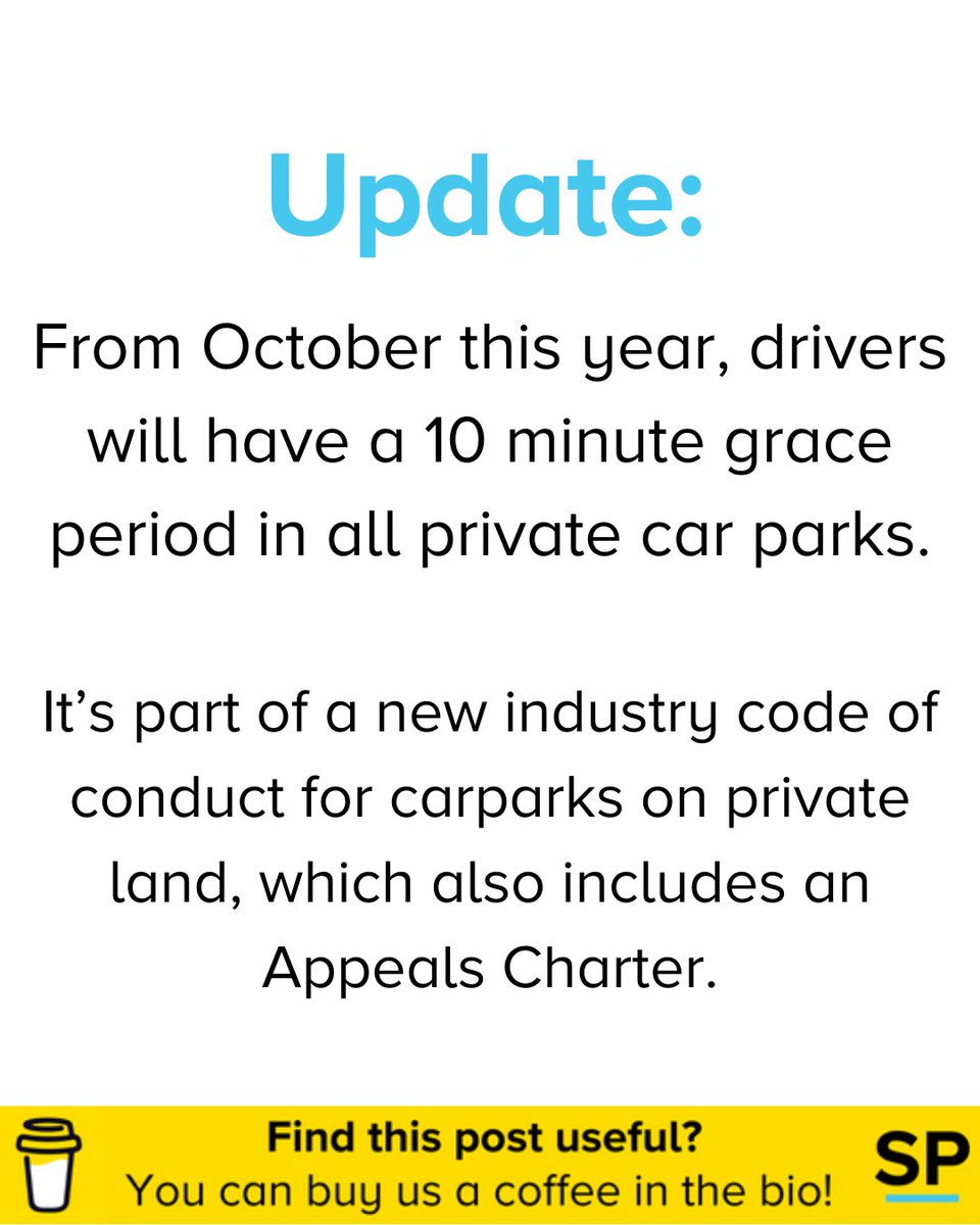 It means drivers who miss their ticket end time by seconds won't be penalised. It comes in from October but car parks will have some time to implement all the new changes.