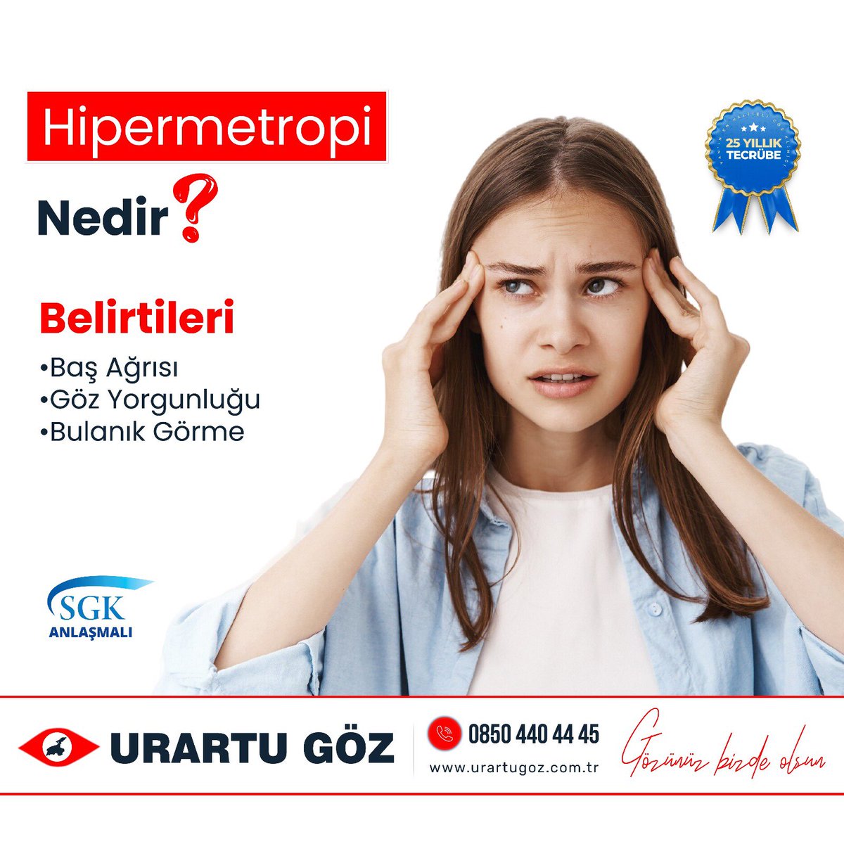 ❗️ Hipermetropi belirtileri arasında; göz yorgunluğu, bulanık görme ve baş ağrısı bulunur. Hipermetropi hakkında bilgi almak ve randevu için 📞 0(850) 440 44 45 urartugoz.com.tr #UrartuGözHastanesi #GözSağlığı #Göz #GözBakımı #Van #KırmızıGöz #GözDoktoru #İpekyolu