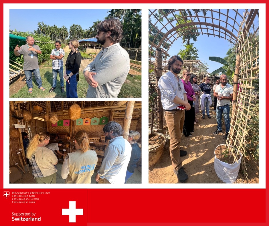 Engaging visit to the Rohingya Camps by the Swiss Delegation, discussing durable solutions and education with refugees & local partners. They also explored Bamboo for Climate Action, seeing how bamboo contributes to resilience of Rohingyas & the host communities. 🌱🌍 #SwissinBD