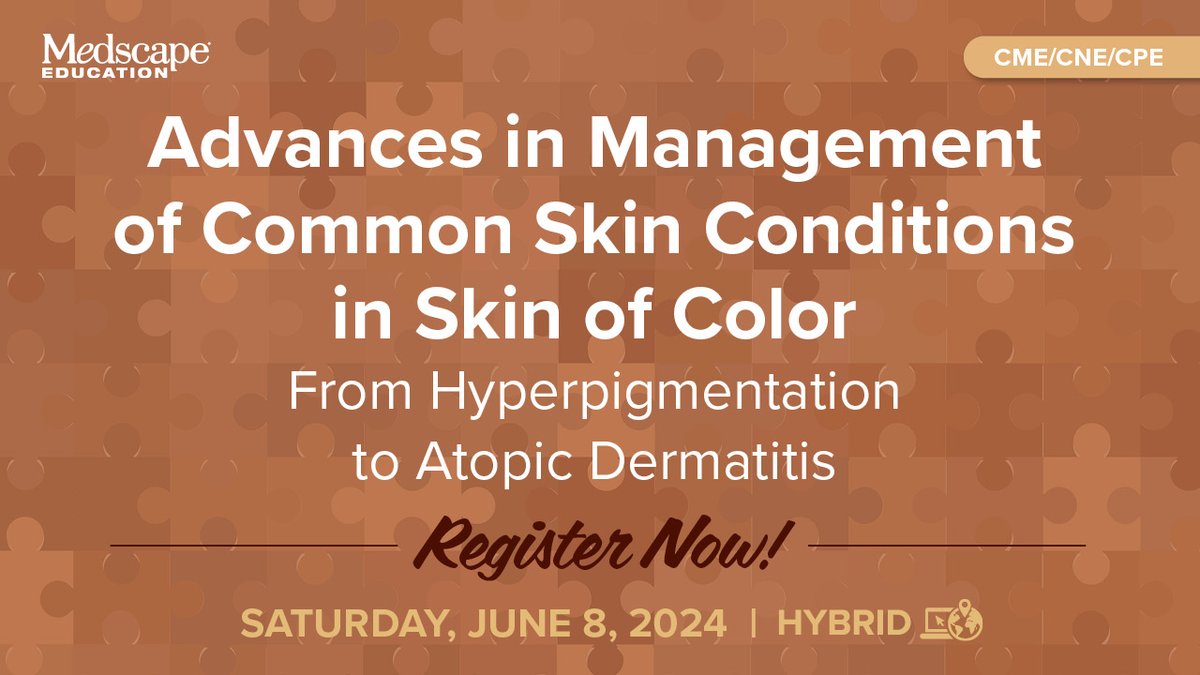 🚨 Don't miss out! Master diagnosing & managing skin conditions in diverse skin tones. Learn about new OTC formulations & create tailored regimens for hyperpigmentation & atopic dermatitis. Elevate your skincare game now by clicking here: ms.spr.ly/6017Y8ZoR