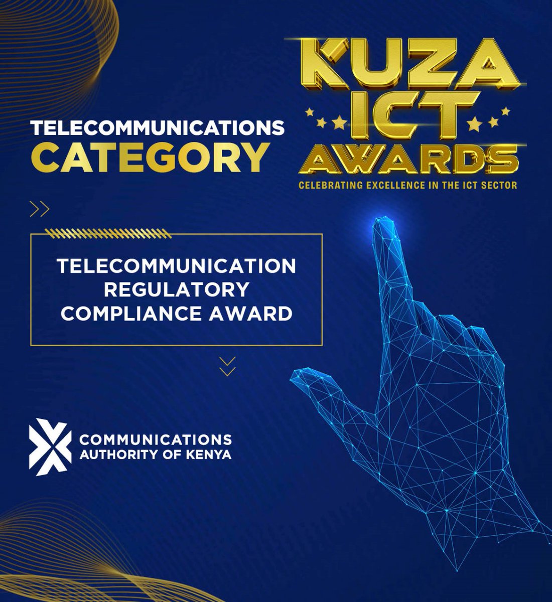 Telecommunication Regulatory Compliance Award! This award recognizes telecommunications operators and personnel who have achieved the highest level of compliance with their license conditions during the financial year 2023/2024. 1/2