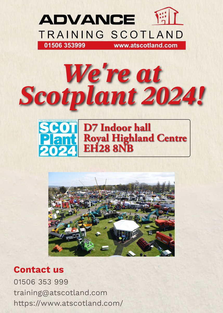 We're here! If you're going to #ScotPlant2024 then come along to stall D7 in the Indoor Hall!

Fri April 26 | 9am – 5pm
Sat April 27 | 9am – 4pm

#scotplant #construction #constructiontraining #constructionworker #cpcs