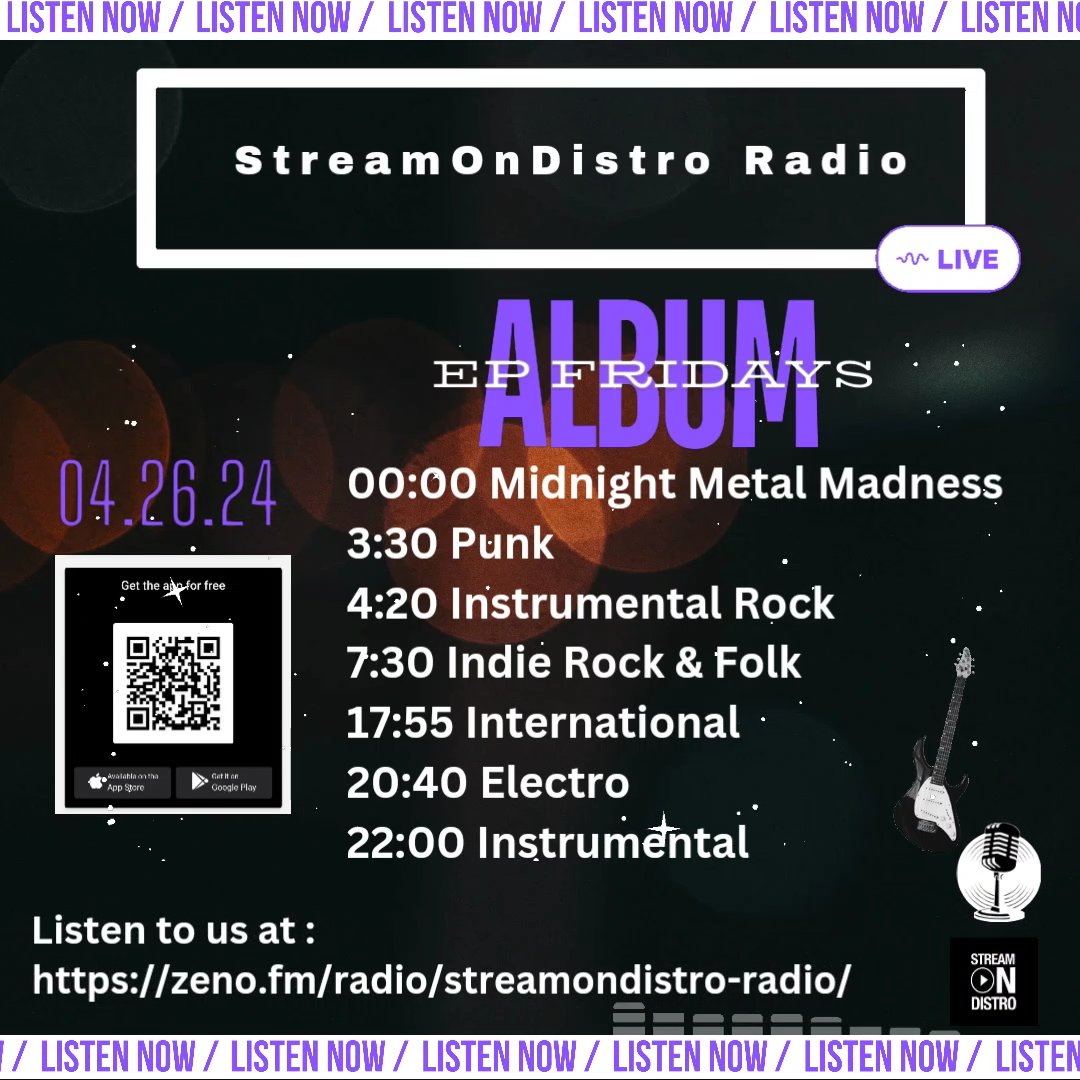 StreamOnDistro Radio Playing our artist's music using our distribution services 24/7 Album & EP Fridays Playing albums & EPs in their entirety all day long zeno.fm/radio/streamon… #Radio #RadioShow #Albums #Distribution #Music #Friday #FridayFeeling #fridaymorning #FridayVibes
