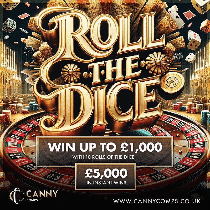 💰 🎲 ROLL THE DICE 🎲 💰 £1000’s in instant wins available and one winner picked from all of the entries will have the chance to win up to £1000 from 10 rolls of the dice during the live draw. #rollthedice #wincash #casinogames #cannycomps
