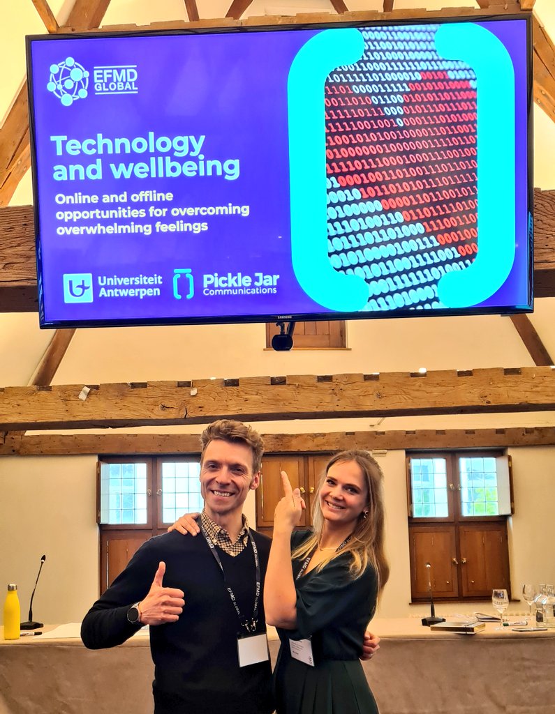 sFairbanksHE's tweet photo. EFMDone!
Celine and I loved delivering our technology and wellbeing talk at the EFMD conference in Antwerp.
We had AI speed-dating, a digital detox deep dive quiz, and lots of valuable techaways. 🤖❤️
Thanks for having us, EFMD!
#EFMDextrel @EFMDNews @CelineKuysters https://t.co/SJIiP5WQVN
