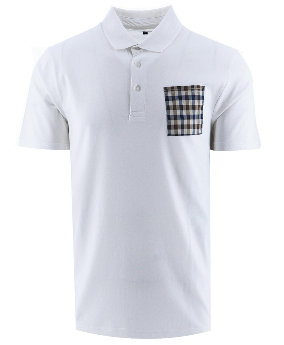 #Ad New In: Aquascutum poloshirt in white with check pocket detail Available at tidd.ly/49Srtuu Price: £52