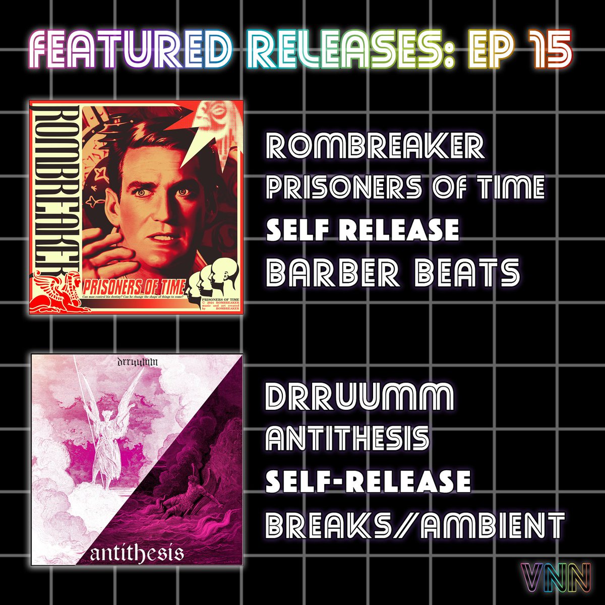 Forgot to post this here on Twitter.. Our most recent episode featured TWO reviews! ⭆ @ROMBREAKER - Prisoners of Time Barber Beats, Lounge, Vaporbreaks ⭆ drruumm (@lovers_dream_) - antithesis breakcore, ambient, dreampunk Check out our most recent episode for full reviews!