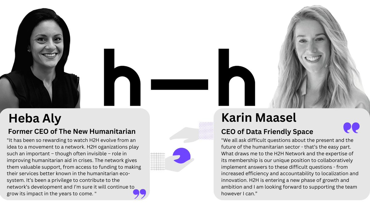 🪑The torch of the H2H Chair is being passed🔦 🙏Please join us in expressing our deepest appreciation to @HebaJournalist, former CEO of @newhumanitarian, for her time served and in extending a warm welcome to @KarinMaasel, CEO of @DFS_org 🎊 Read more👉cutt.ly/Qw6H7DTI