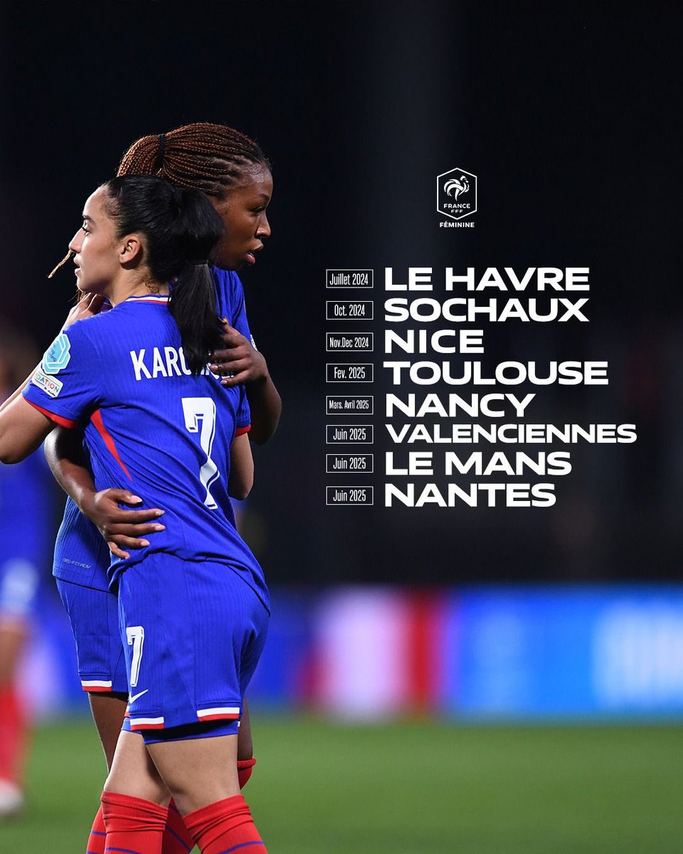 On connaît les villes dans lesquelles joueront les Bleues la saison prochaine 👀🏟️

#FiersdetreBleues