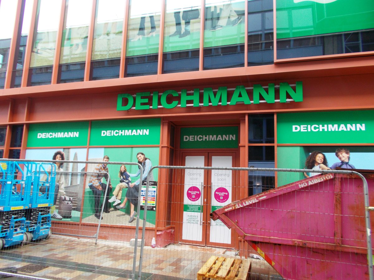 Castle Lane. Deichmann signage has gone up - opens Wednesday 1st May