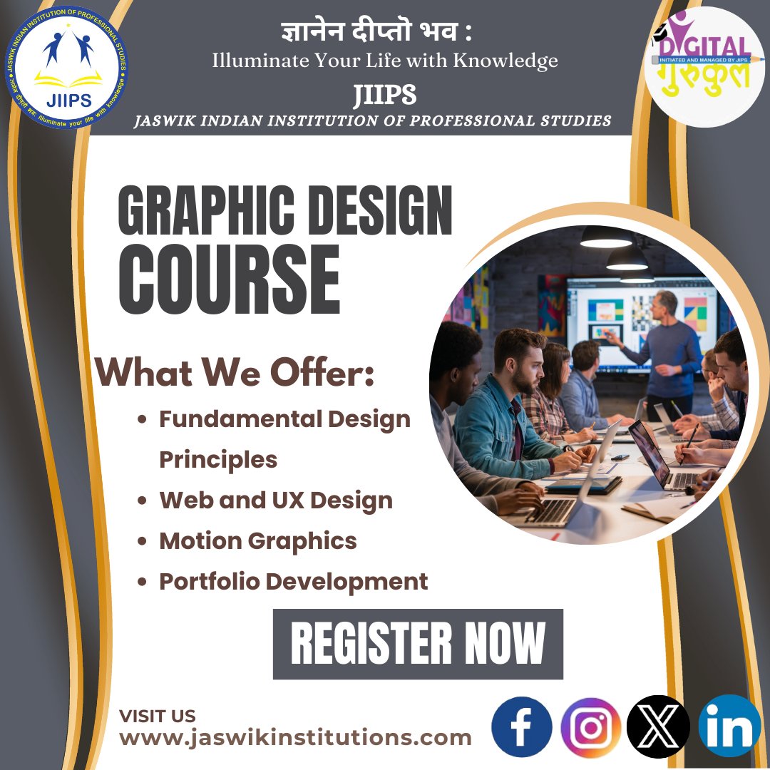Unlock Your Creative Potential: Enroll in Our Comprehensive Graphic Design Course Today! #Jaswikindianinstitutionofprofessionalstudies #GraphicDesign #DesignYourFuture #CreativeCourses #DigitalArt #LearnDesign #DesignSkills
